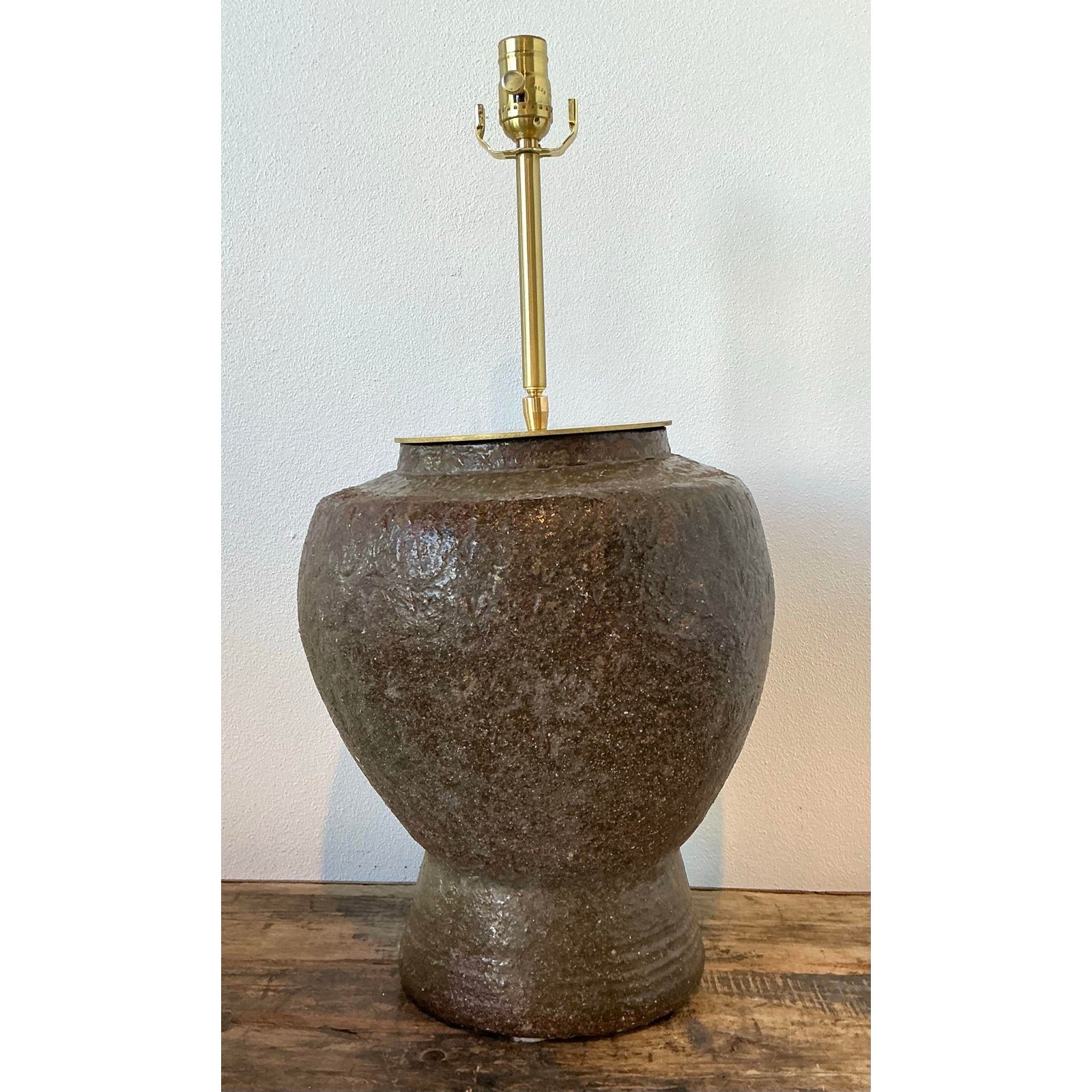 Vintage Biomorphic Glazed Terracotta Lamp - Detail view