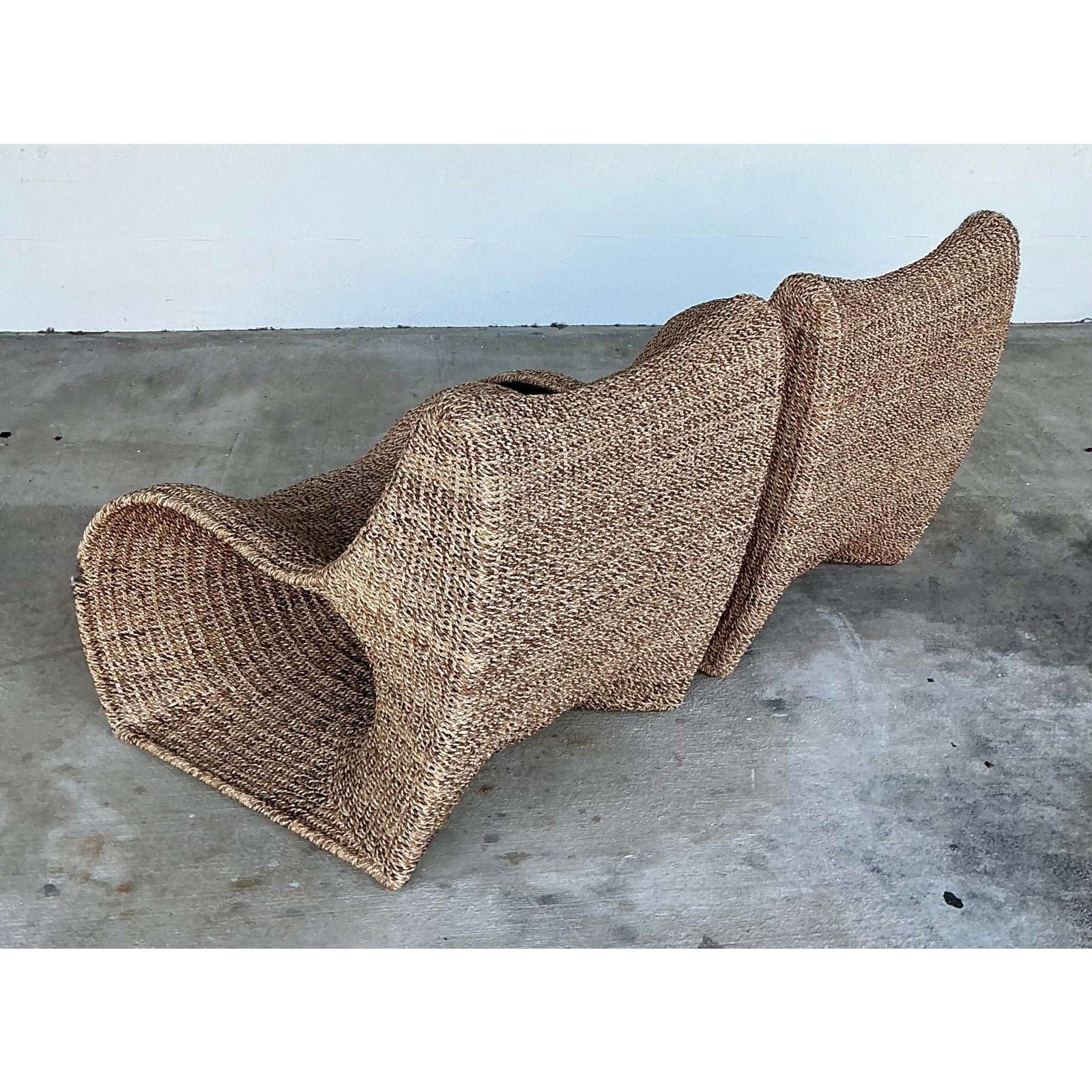 Vintage Biomorphic Seagrass Lounge Chairs - Set of 2 - Back view