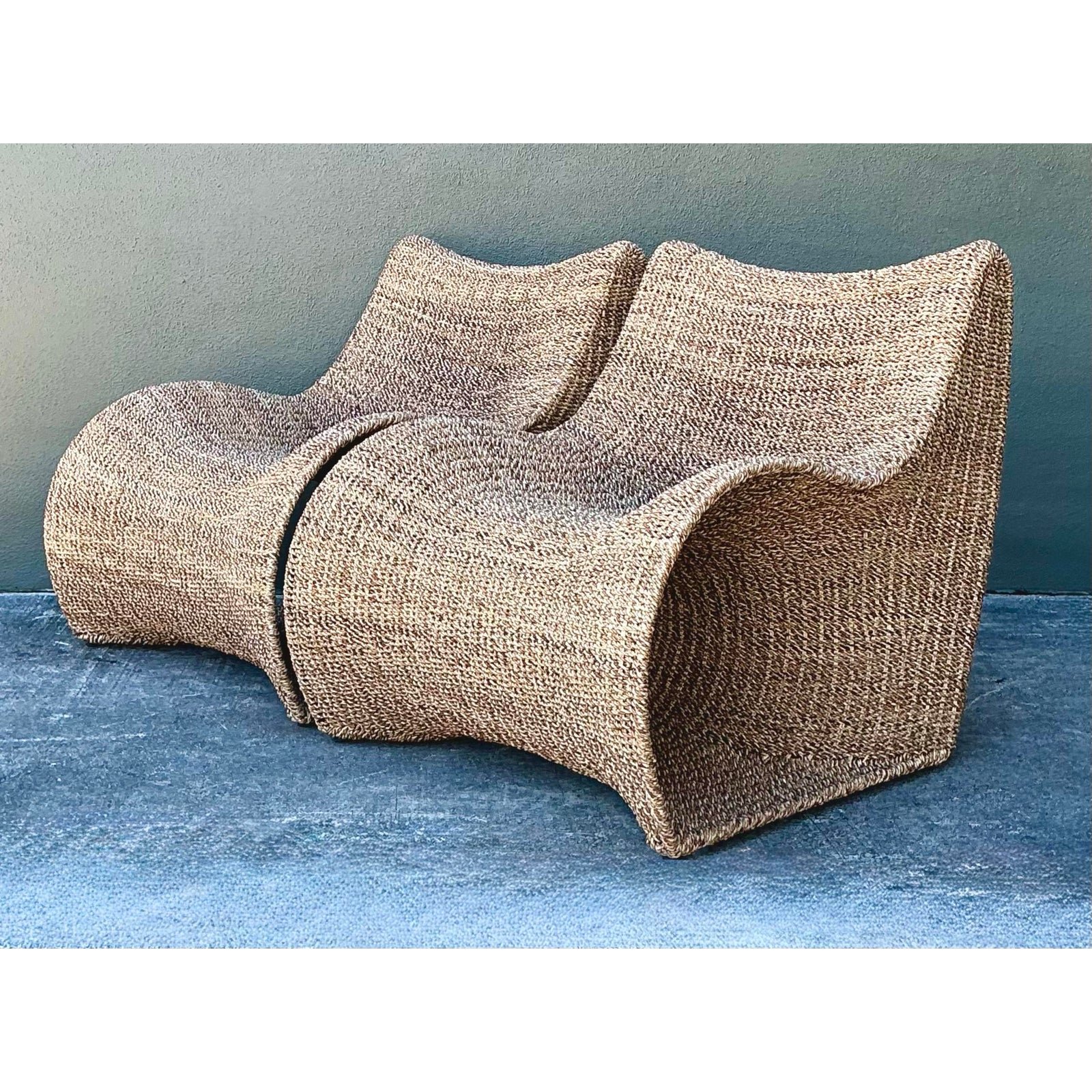 Vintage Biomorphic Seagrass Lounge Chairs - Set of 2 - Detail view