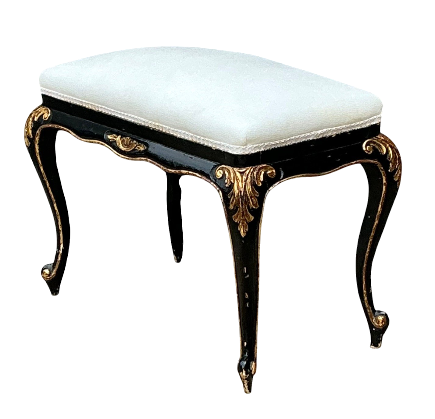 Vintage Black and Gold Gilt Stool