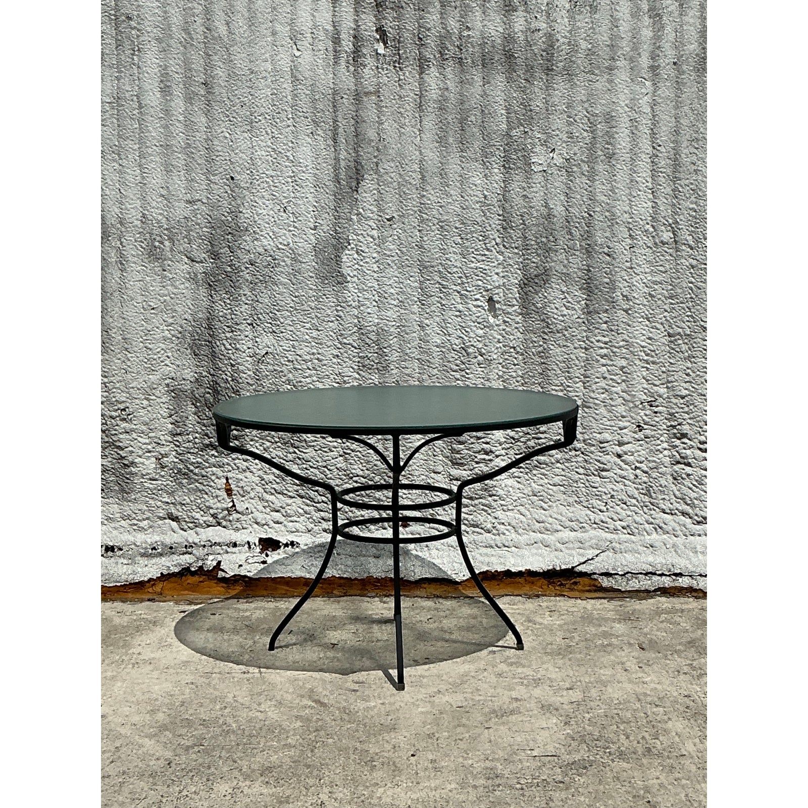 Vintage Black Cast Aluminum Dining Table - Side view