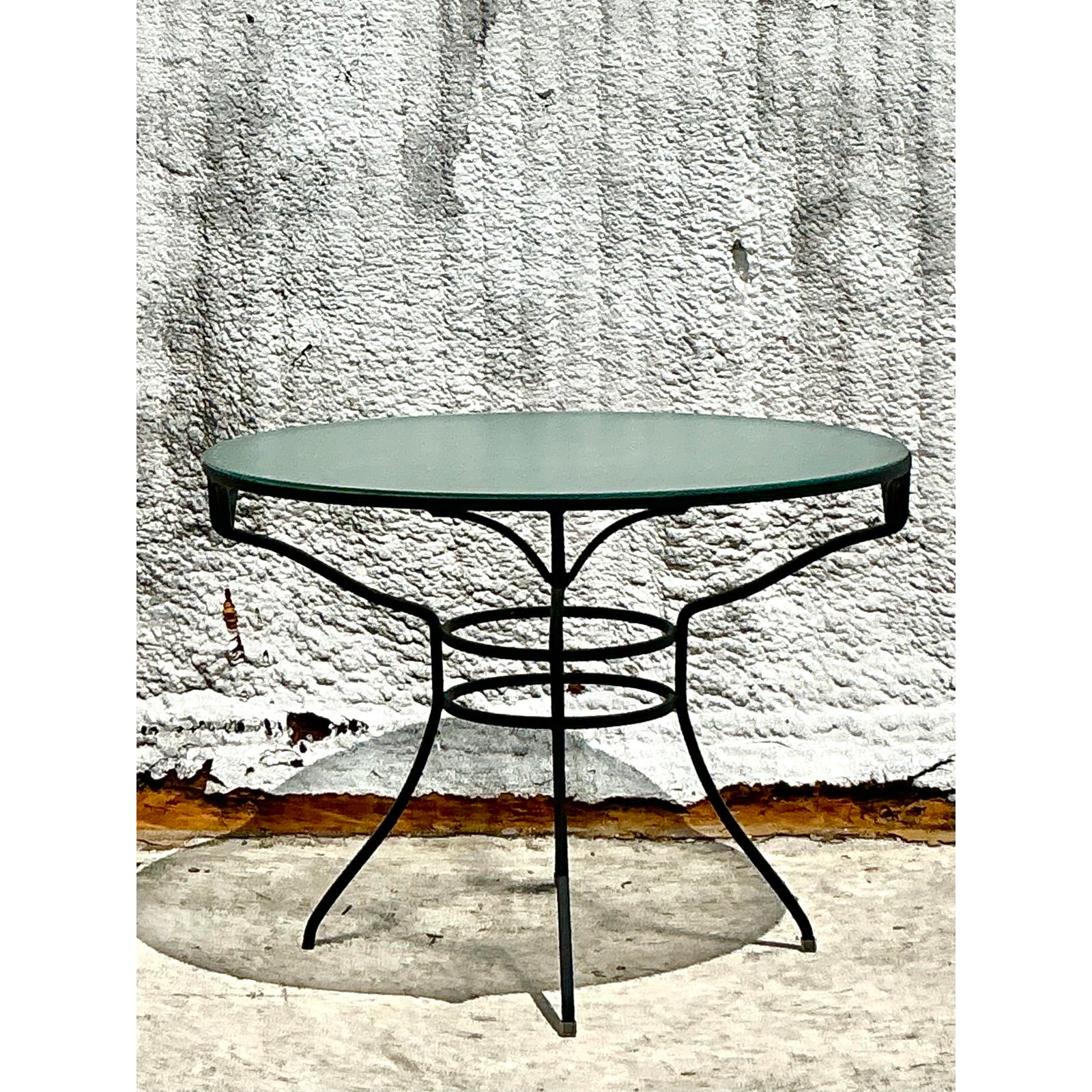 Vintage Black Cast Aluminum Dining Table - Top view