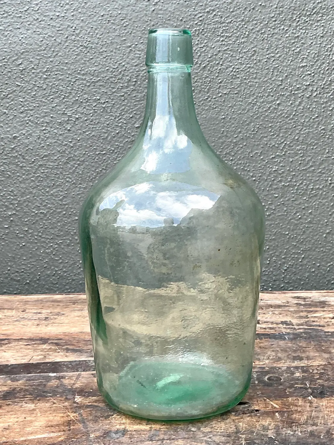 Vintage Blown Glass Demijohn Wine Bottle - Side view