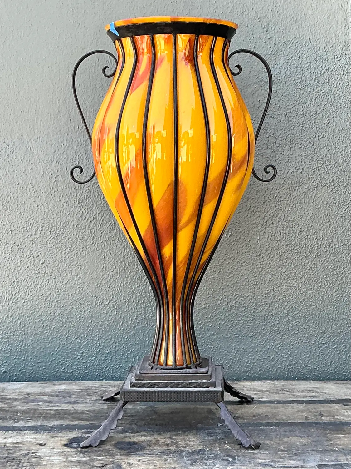 Vintage Blown Glass Urn - Top view