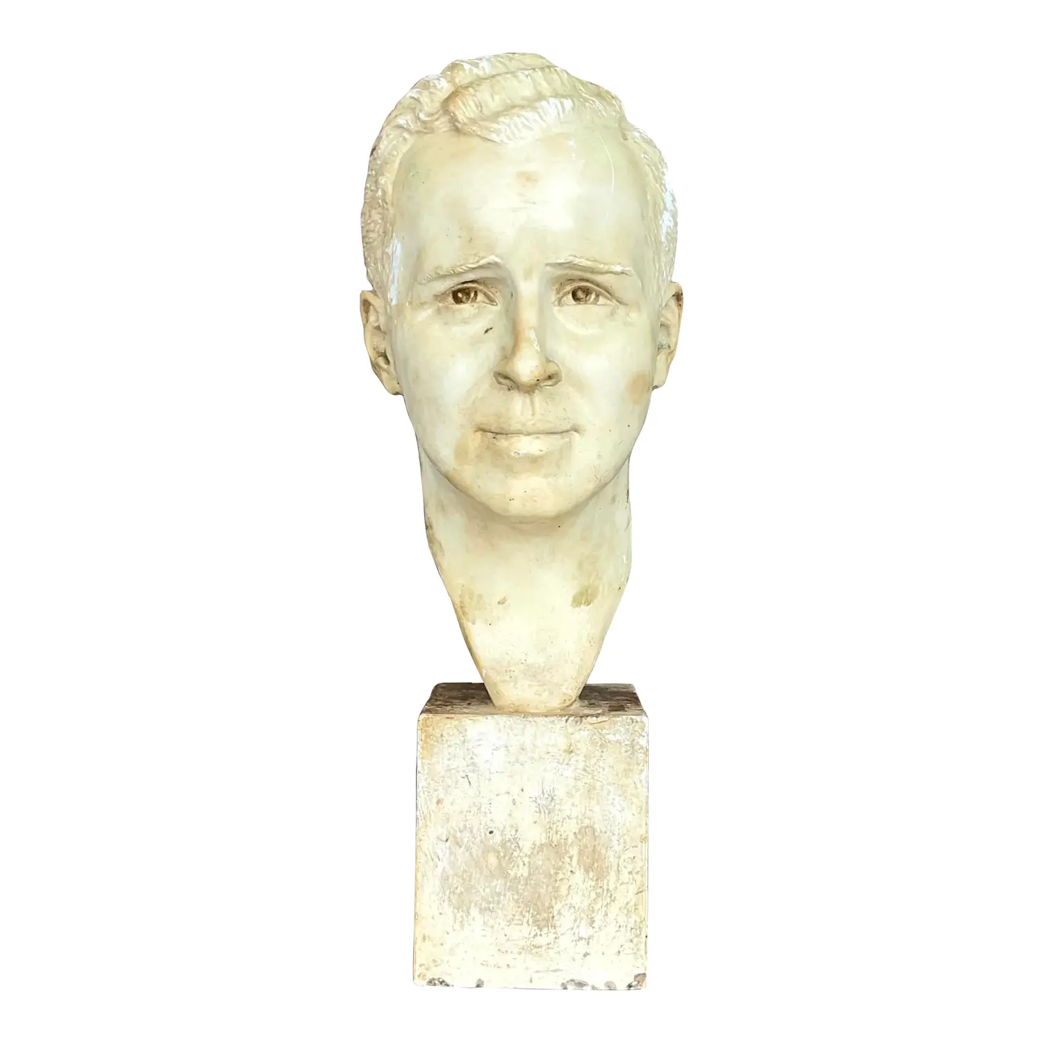 Vintage Boho 1949 Signed Plaster Bust of Man