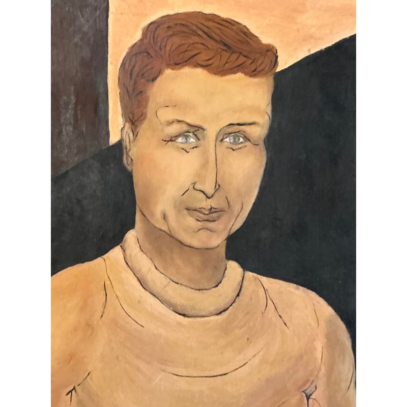 Vintage Boho 1958 Original Portrait of ManVintage Boho 1958 Original Portrait of Man - Top view