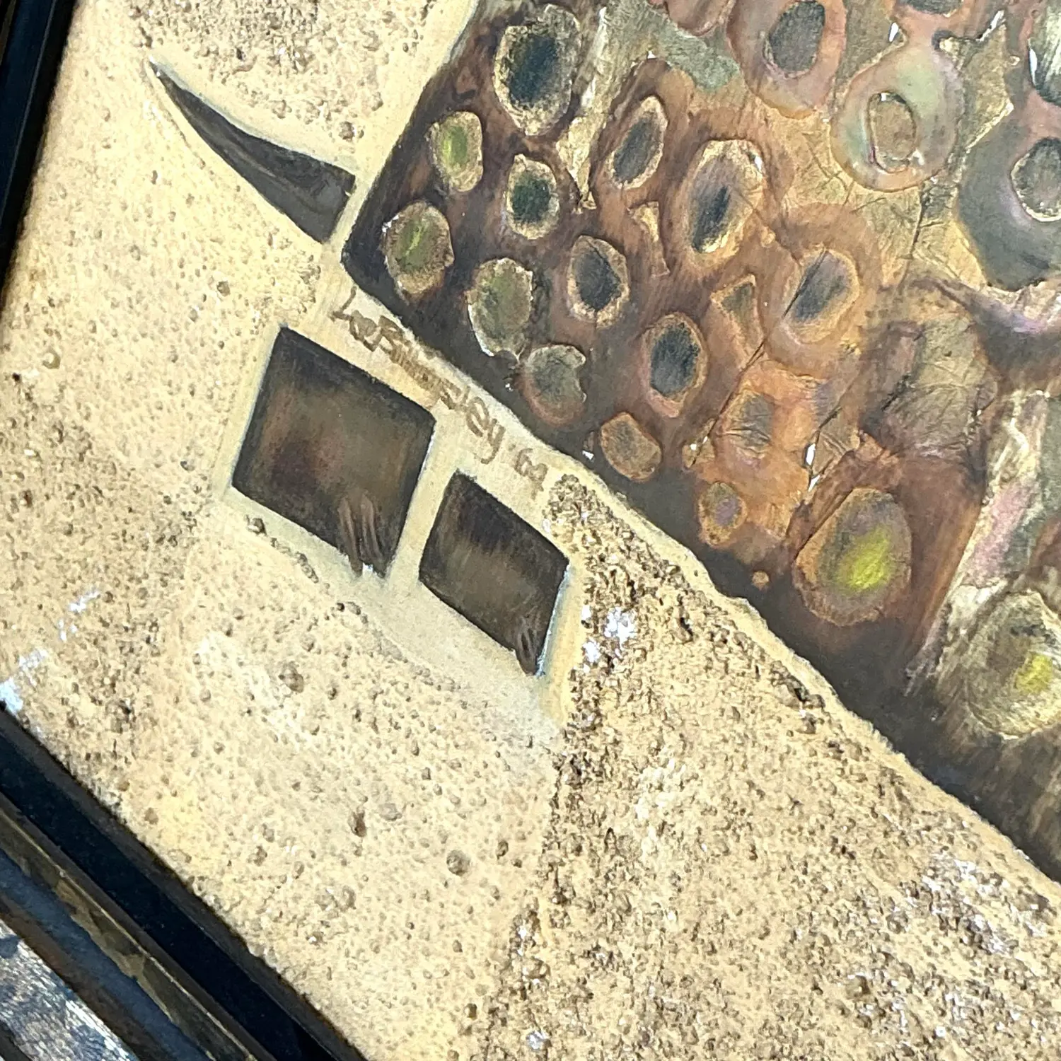 Vintage Boho 1964 Original Mixed Media Armadillo - Side view