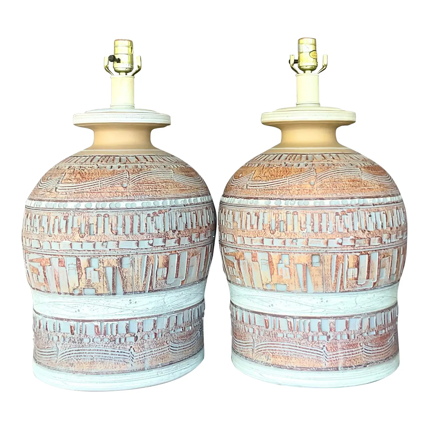 Vintage Boho 1970s Casual Lamps - a Pair
