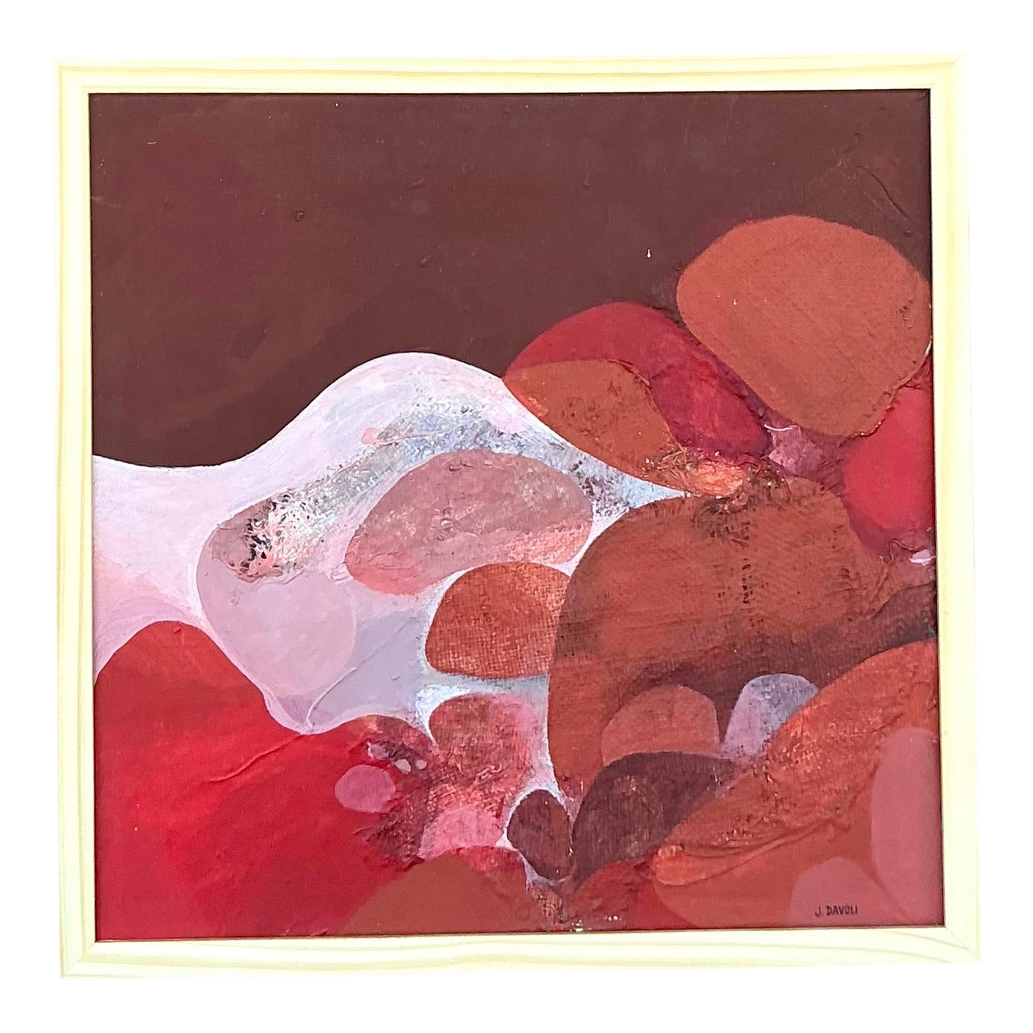 Vintage Boho 1970s Original Abstract Oil Painting on Canvas
