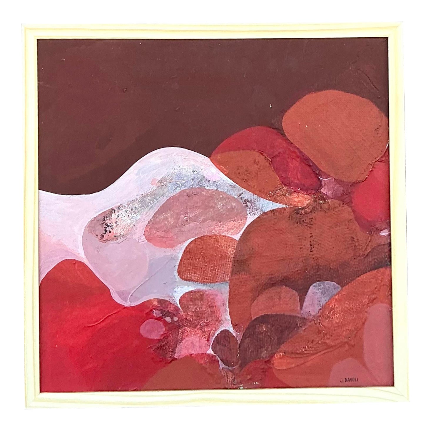 Vintage Boho 1970s Original Abstract Oil Painting on Canvas - Back view