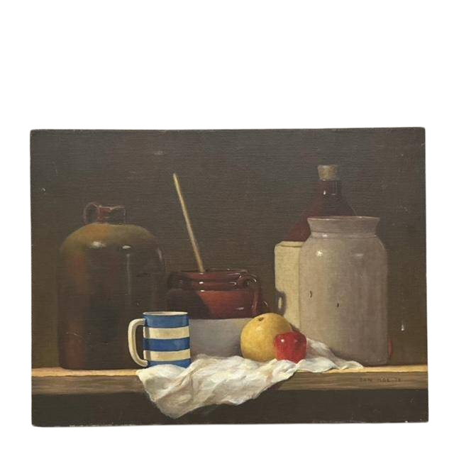 Vintage Boho 1970s Original Still Life Oil Painting on Canvas