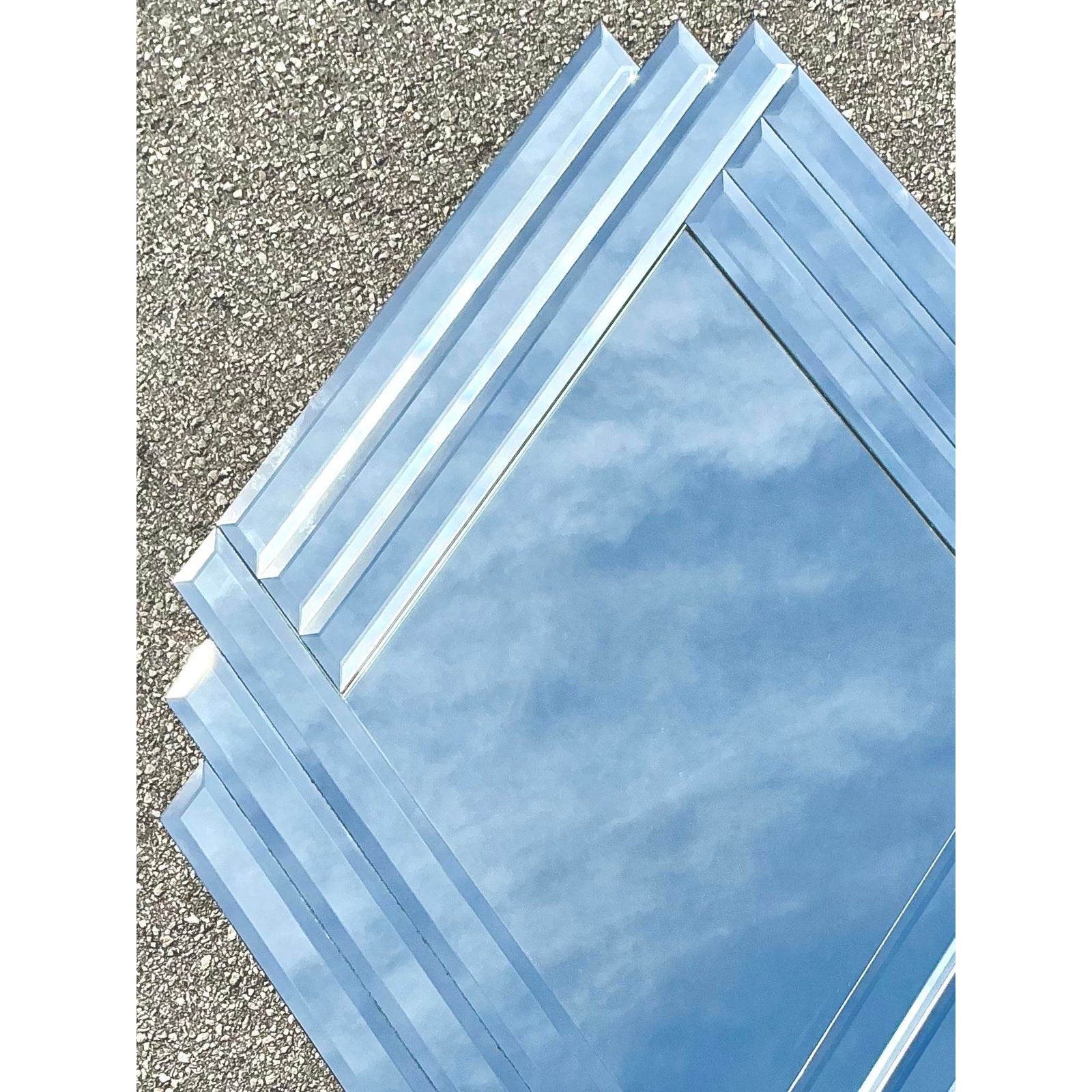 Vintage Boho 1980s Beveled Triangle Mirror - Top view