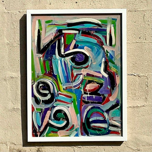 Vintage Boho 1996 Original Abstract on Board - Detail view