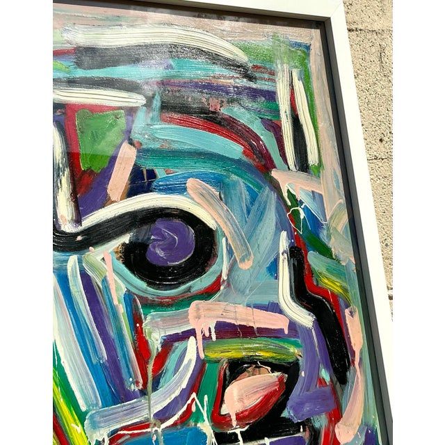 Vintage Boho 1996 Original Abstract on Board - Back view