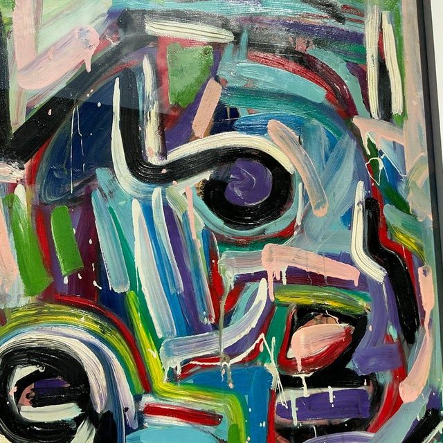 Vintage Boho 1996 Original Abstract on Board - Top view