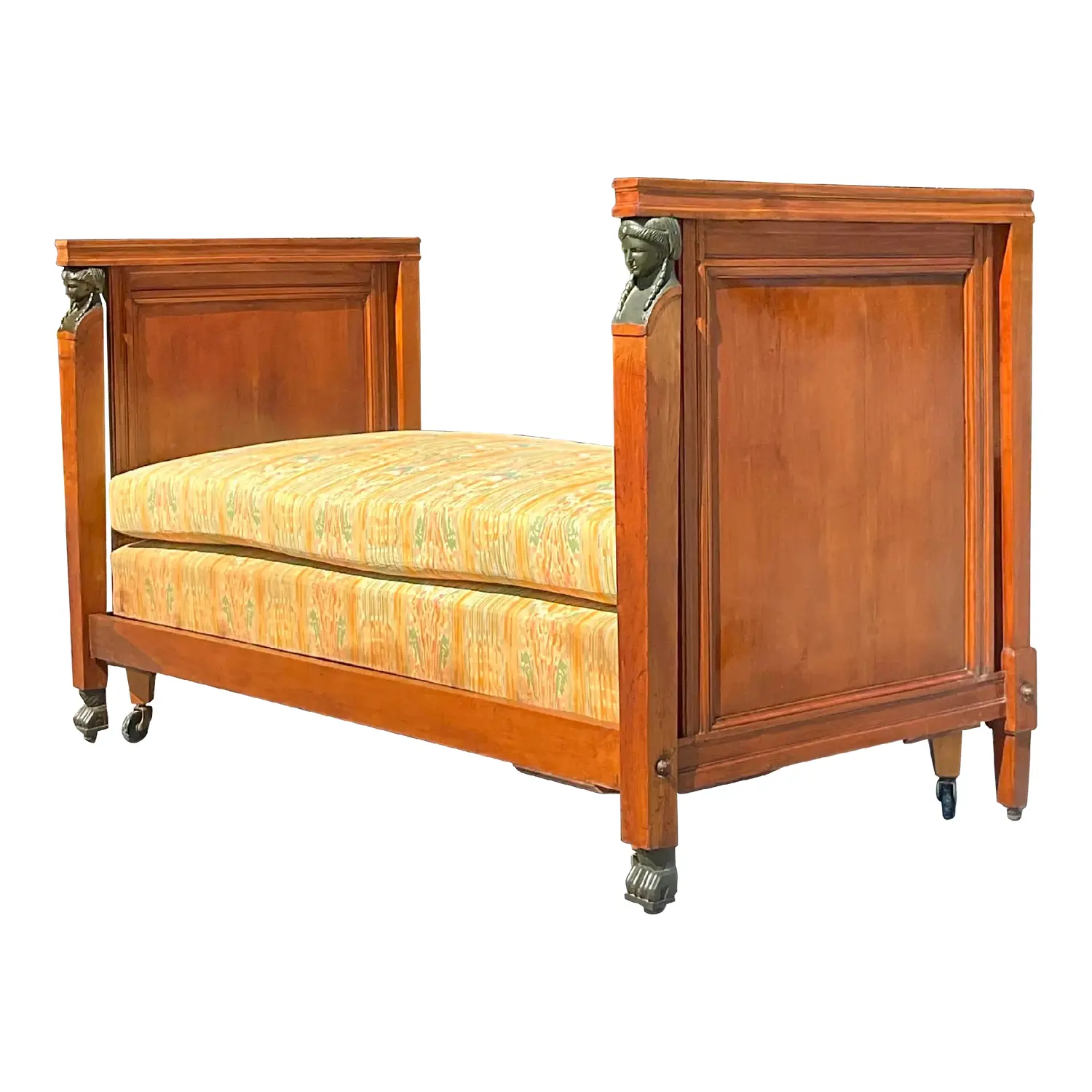 Vintage Boho 19th Century Austrian Walnut Biedermeier Trundle Bed