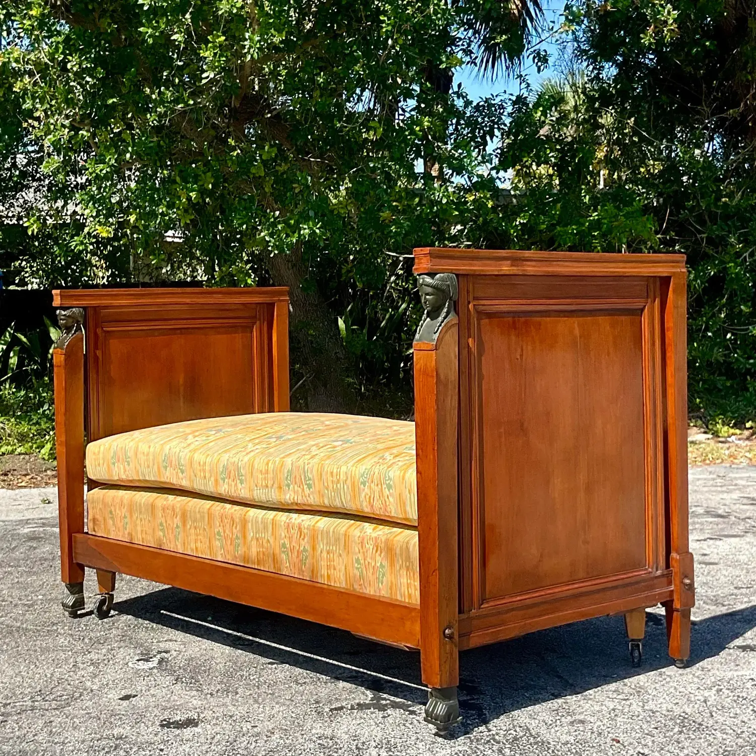 Vintage Boho 19th Century Austrian Walnut Biedermeier Trundle Bed - Side view