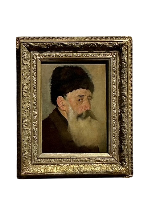 Vintage Boho 19th Century Eastern European Original Oil Portrait On Canvas