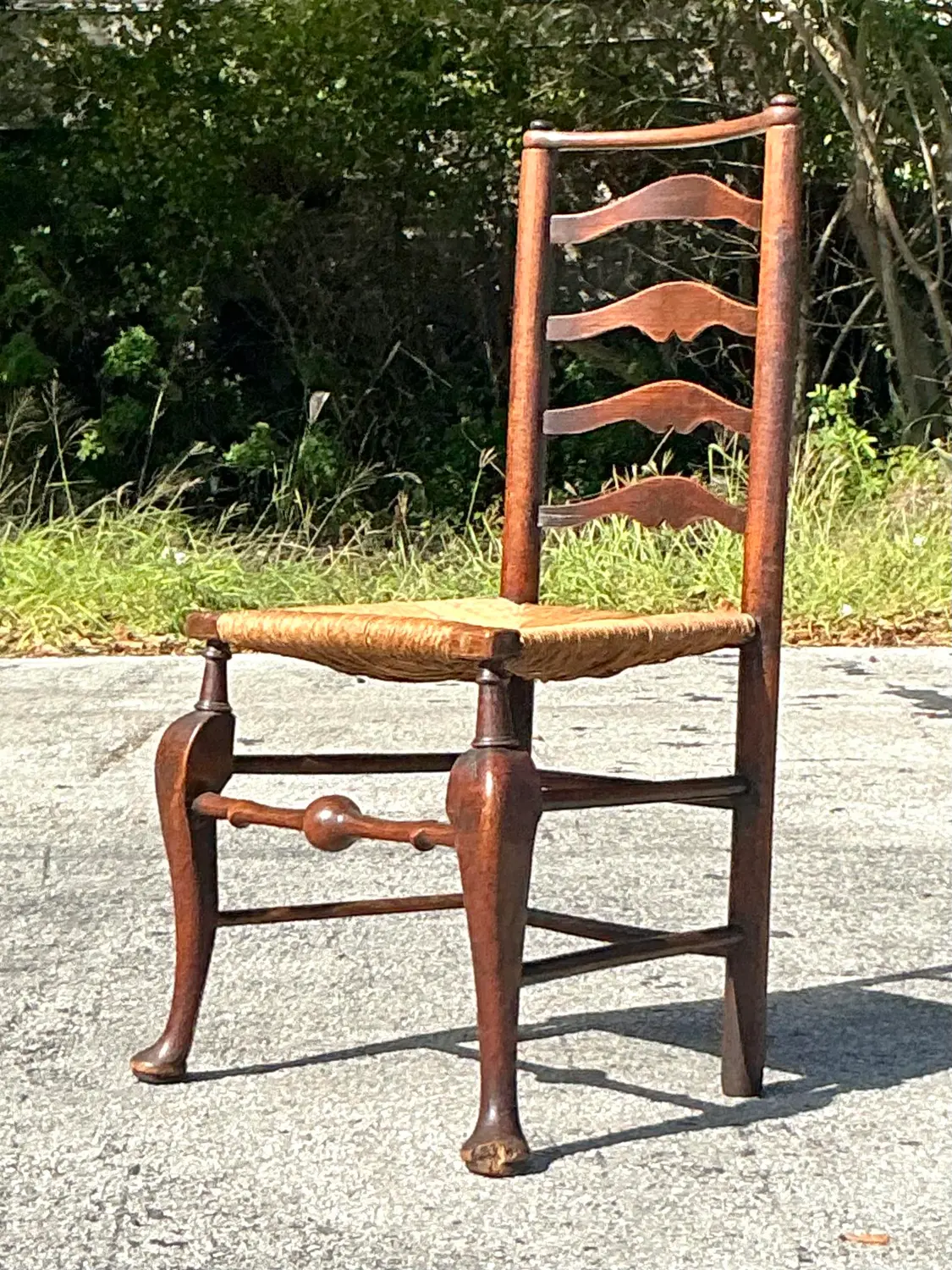 Vintage Boho 19th Century Ladderback Chair - Side view