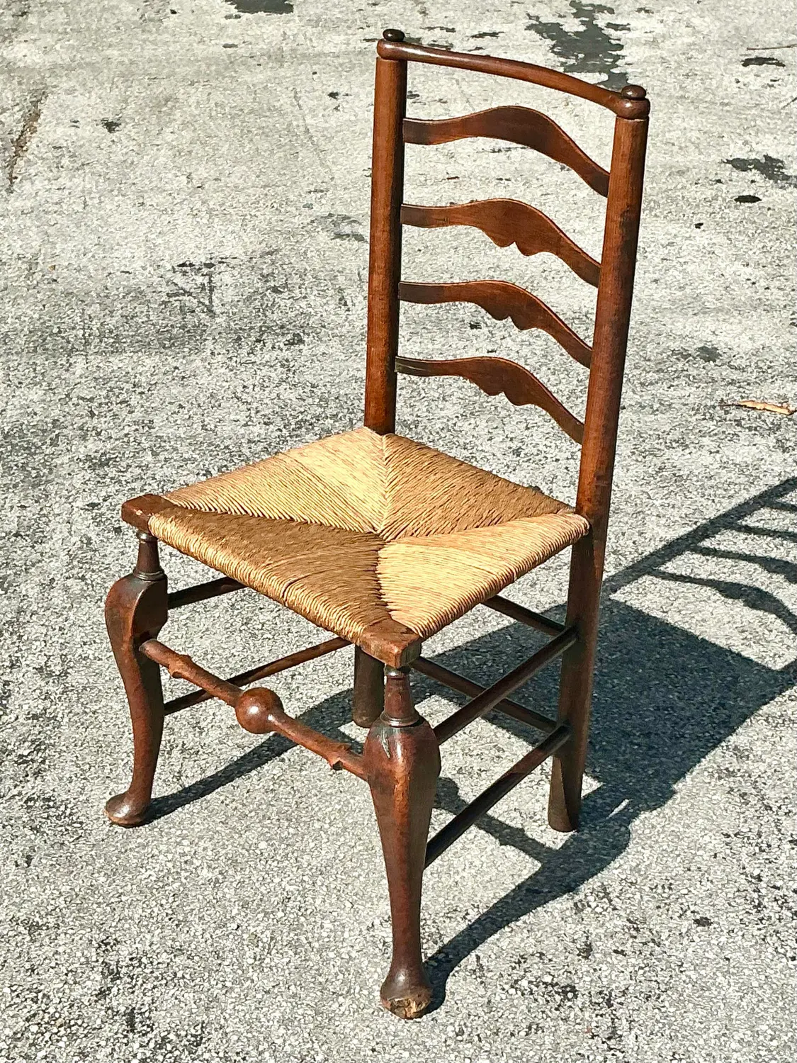 Vintage Boho 19th Century Ladderback Chair - Top view