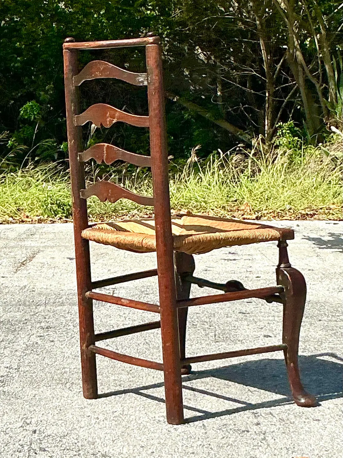 Vintage Boho 19th Century Ladderback Chair - Back view