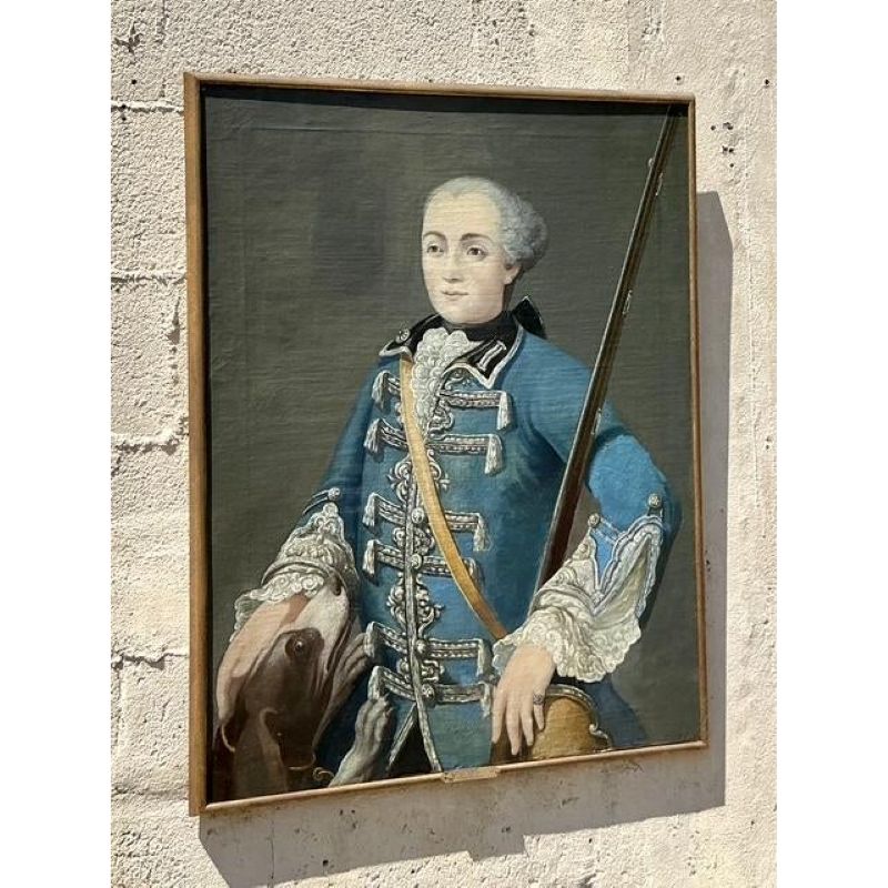 Vintage Boho 19th Century Original Oil Portrait of General - Detail view