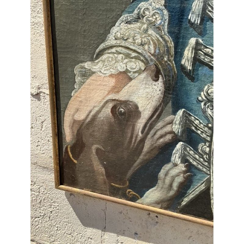 Vintage Boho 19th Century Original Oil Portrait of General - Back view