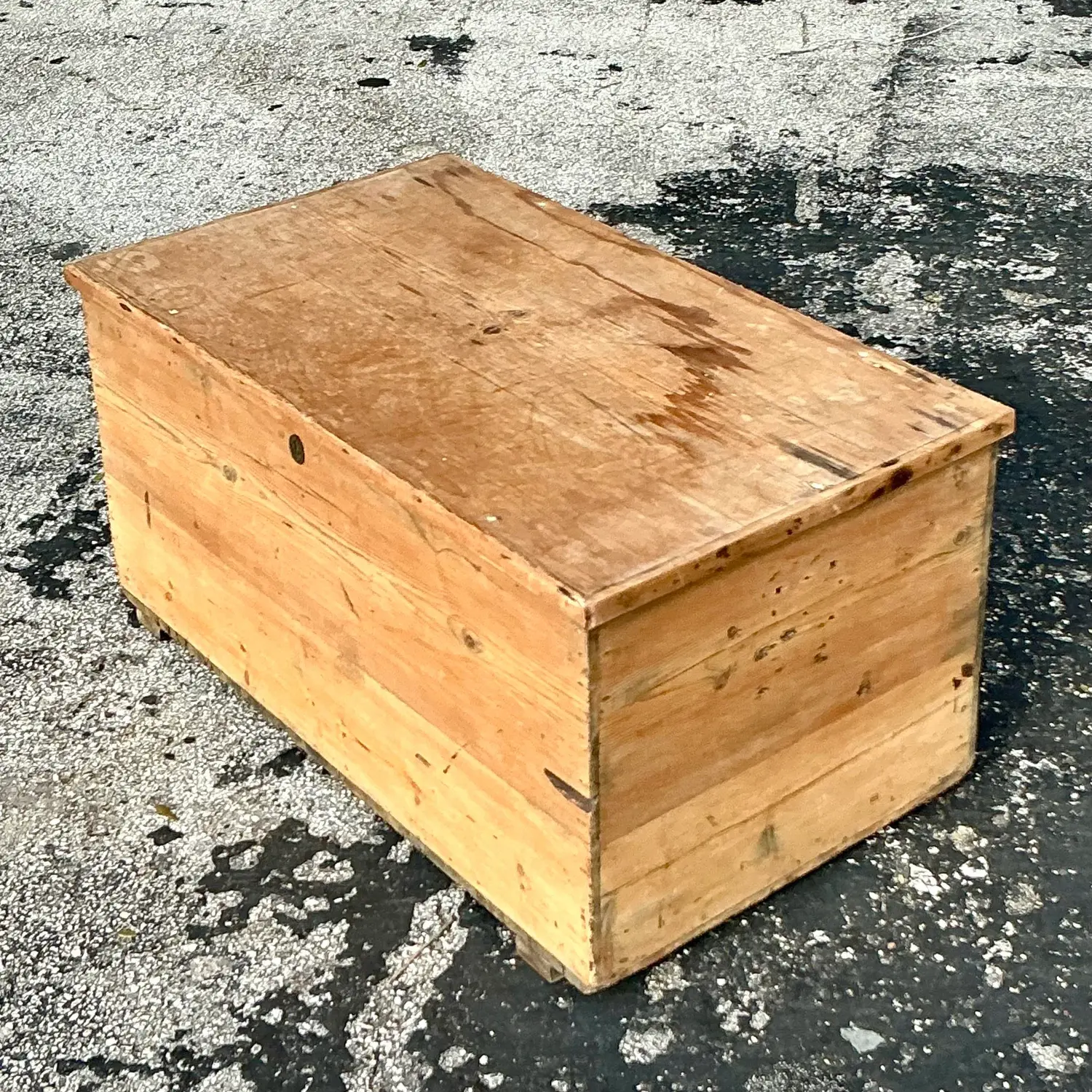 Vintage Boho 19th Century Pine Blanket Chest - Back view