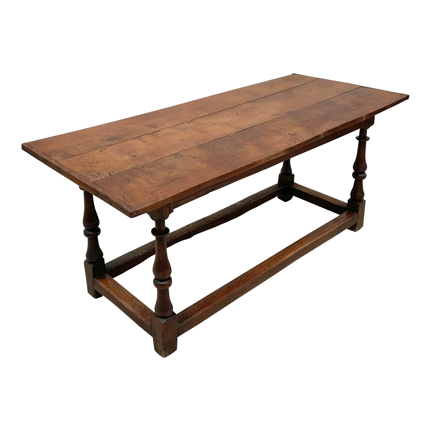 Vintage Boho 19th Century Plank Library Table - Detail view
