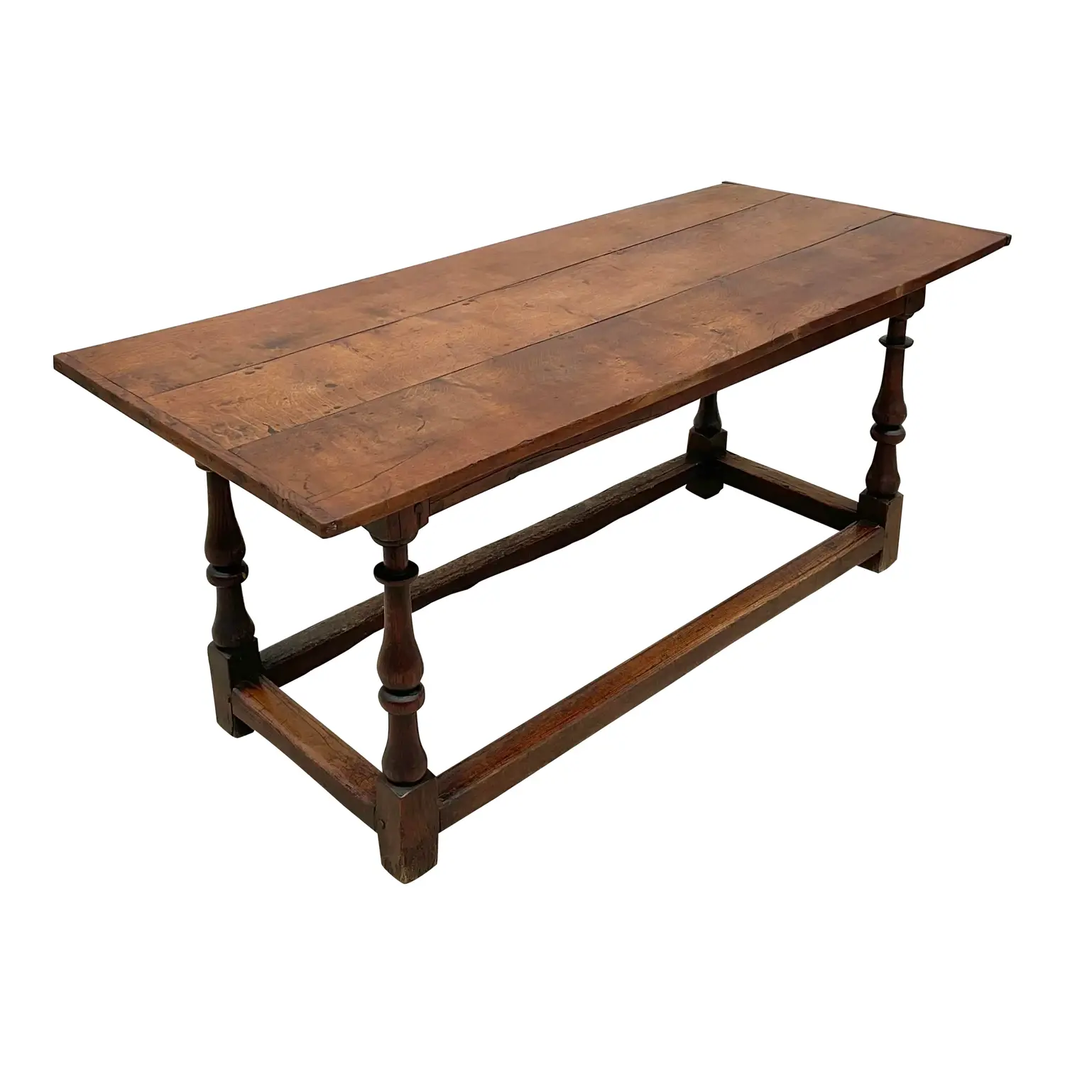 Vintage Boho 19th Century Plank Library Table