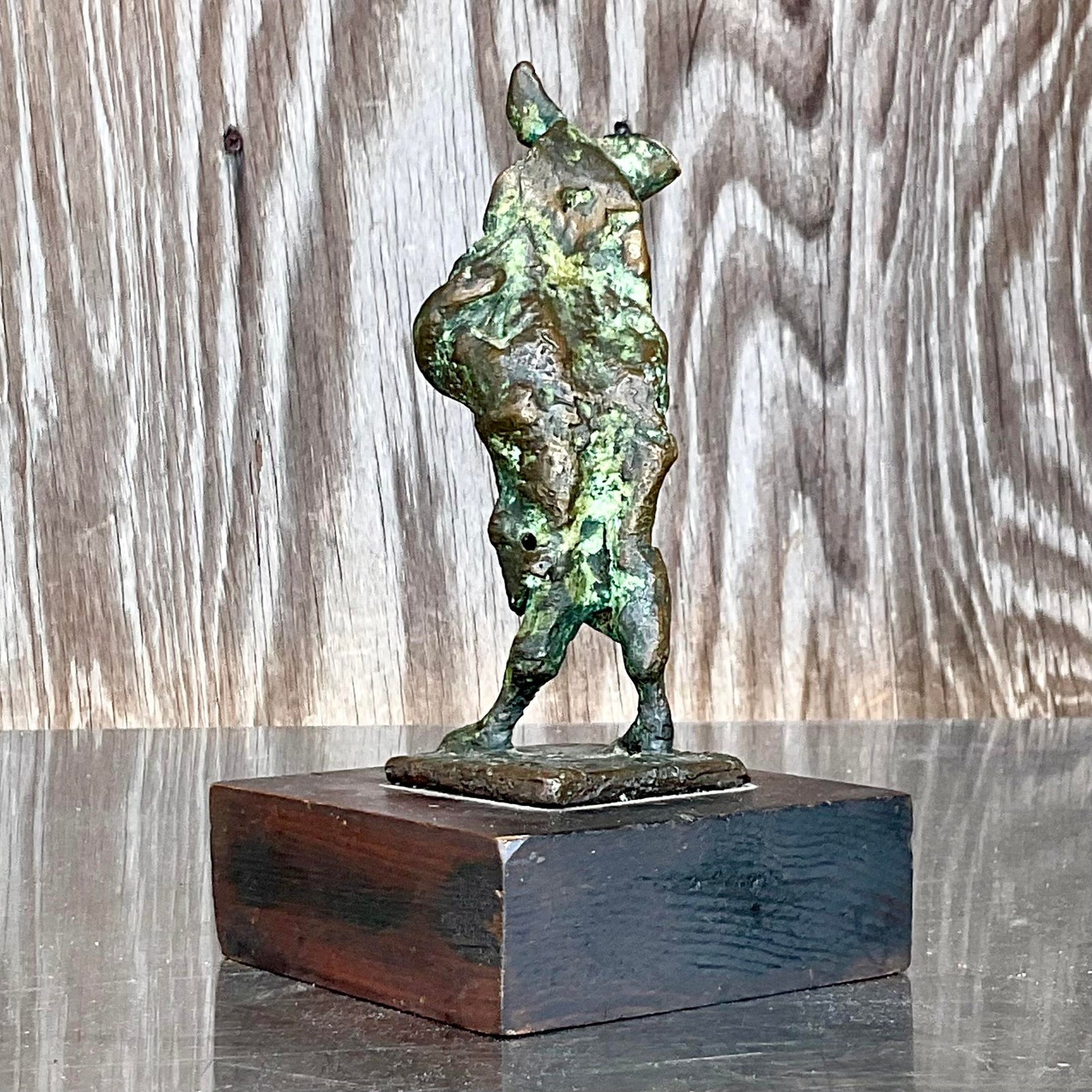 Vintage Boho Abstract Bronze Sculpture - Top view