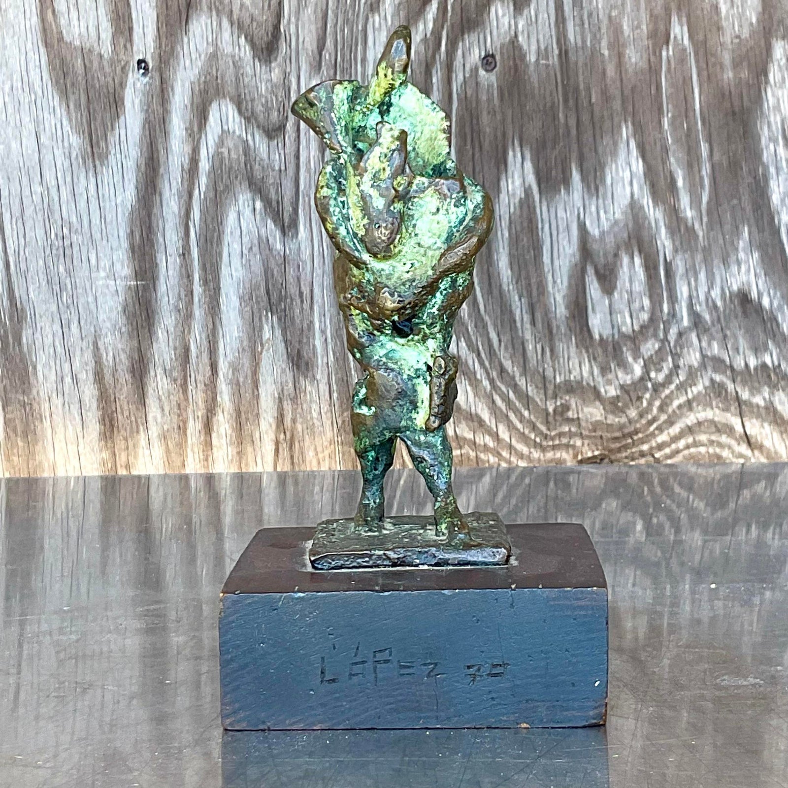 Vintage Boho Abstract Bronze Sculpture - Back view