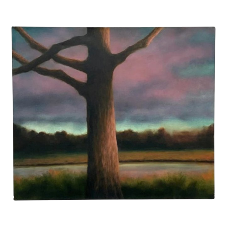 Vintage Boho Abstract Expressionist Landscape Original Oil on Canvas