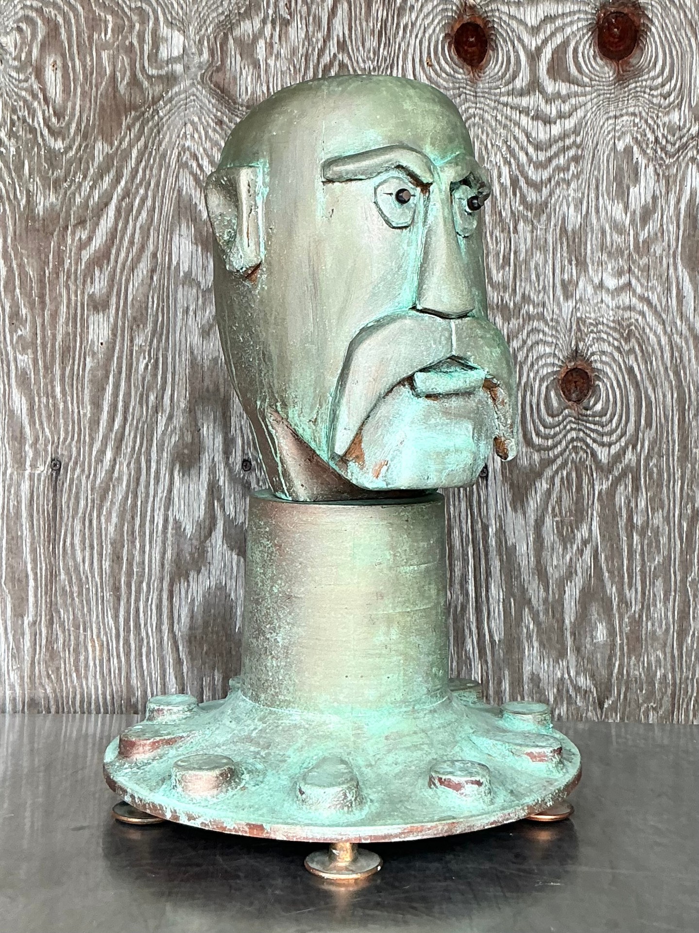 Vintage Boho Abstract Expressionist Sculpture Of Man - Top view