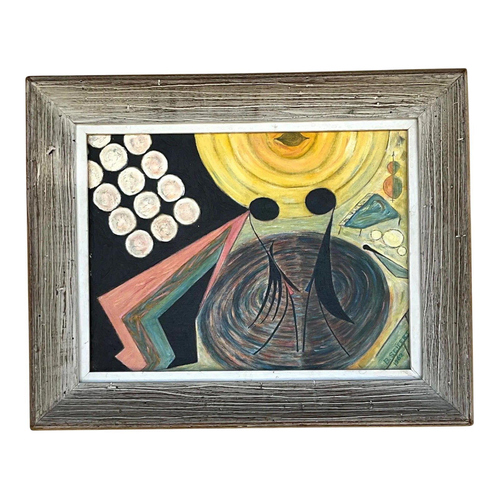 Vintage Boho Abstract Figural Original Oil Painting on Canvas