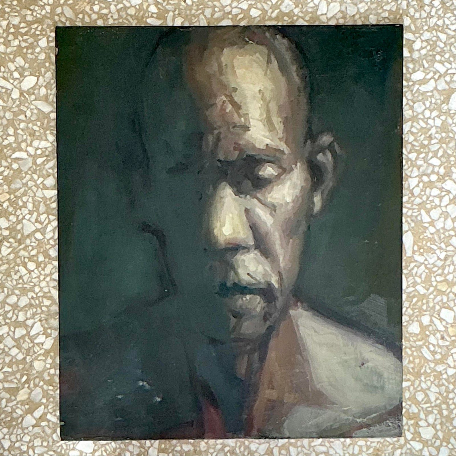 Vintage Boho Abstract Figural Painting on Board - Detail view