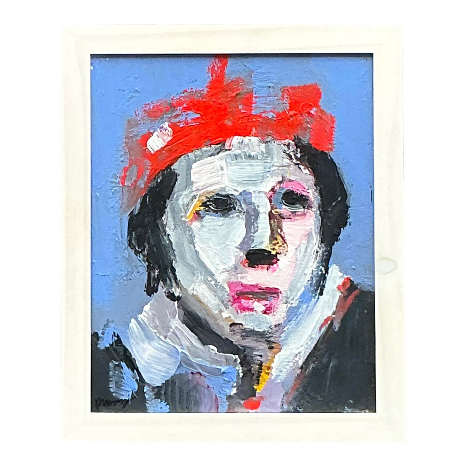 Vintage Boho Abstract Figurative Portrait on Canvas