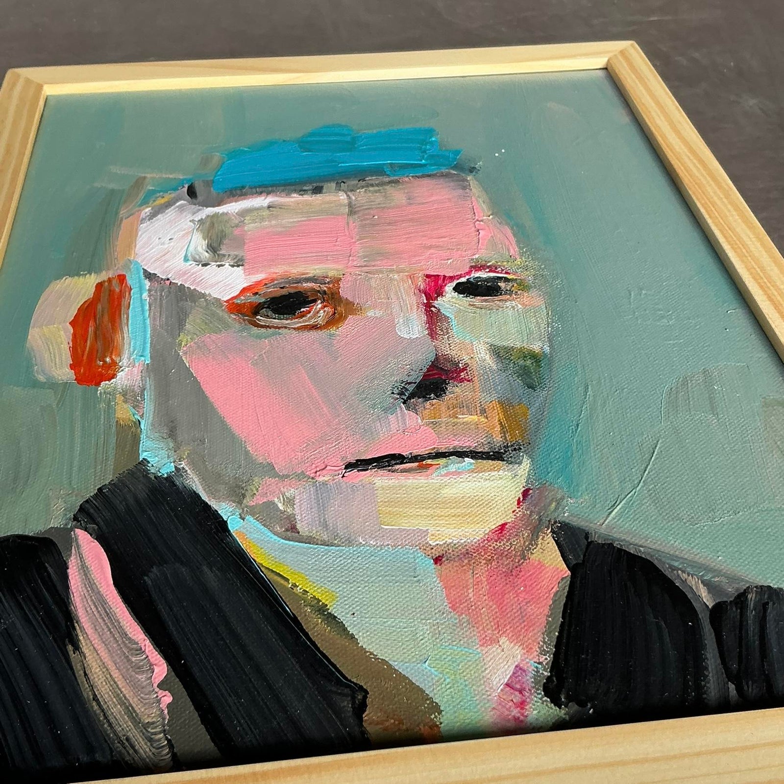 Vintage Boho Abstract Figurative Portrait on Canvas - Side view