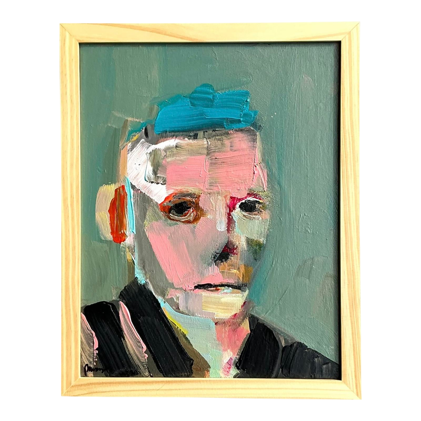 Vintage Boho Abstract Figurative Portrait on Canvas