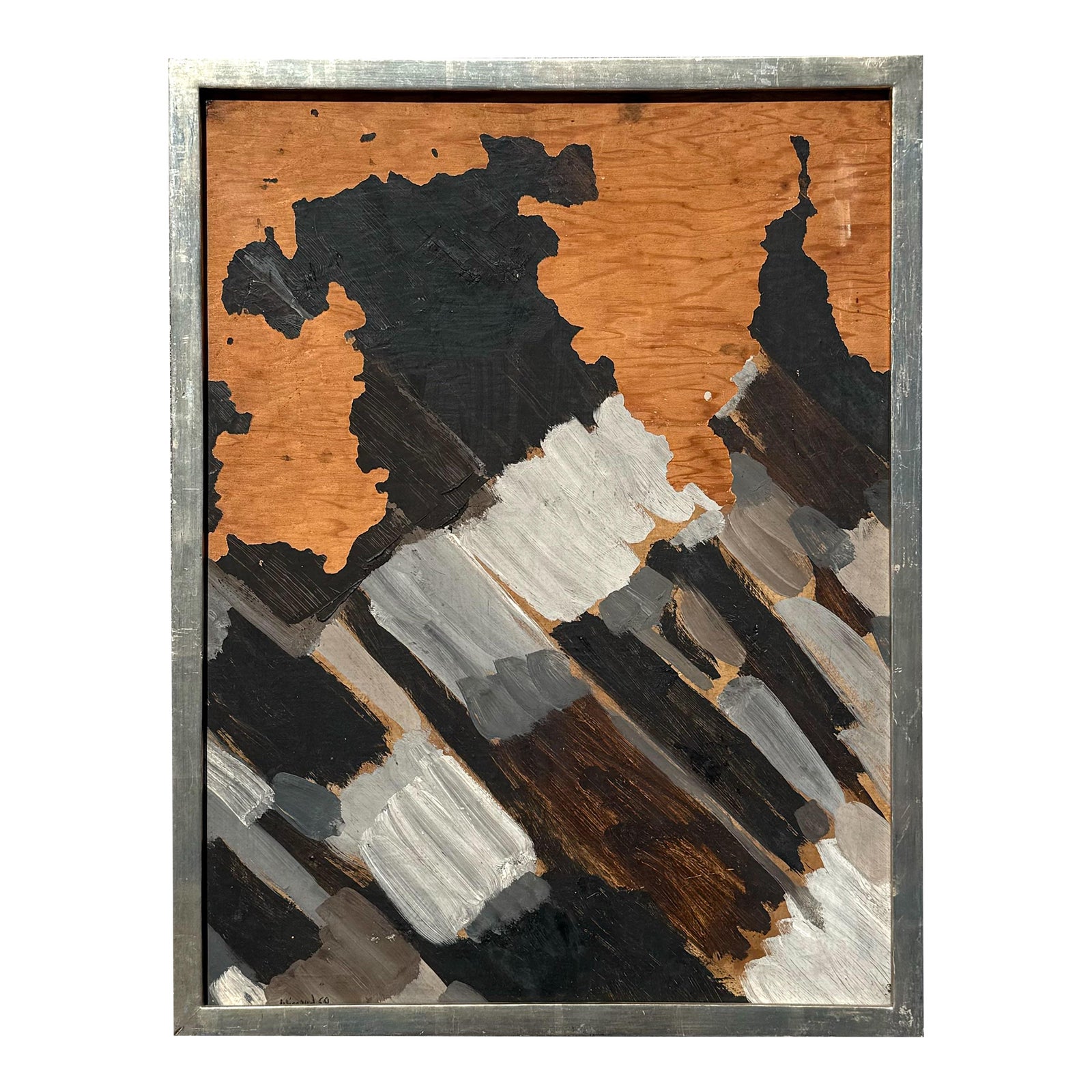 Vintage Boho Abstract Mixed Media on Wood - Detail view