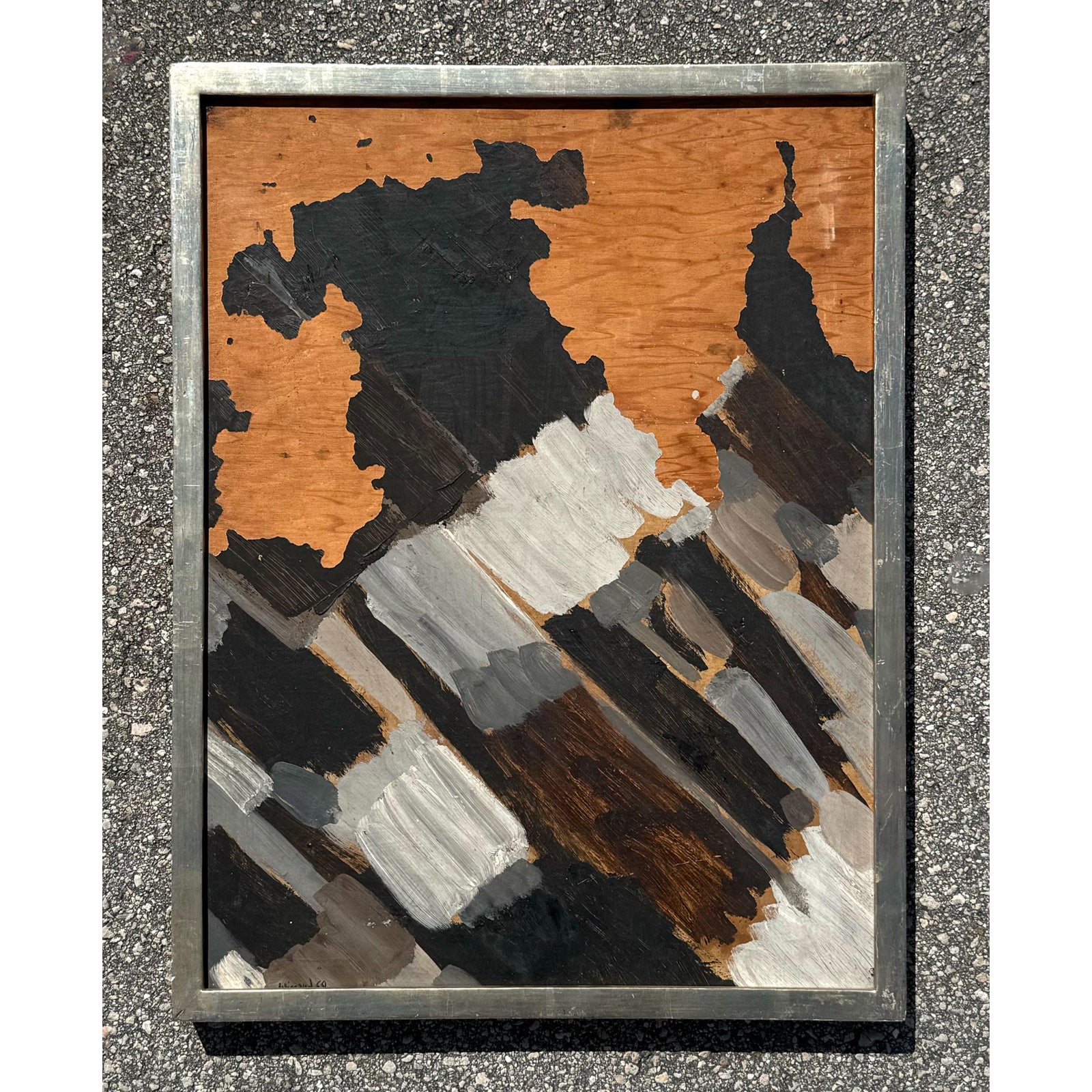 Vintage Boho Abstract Mixed Media on Wood - Side view