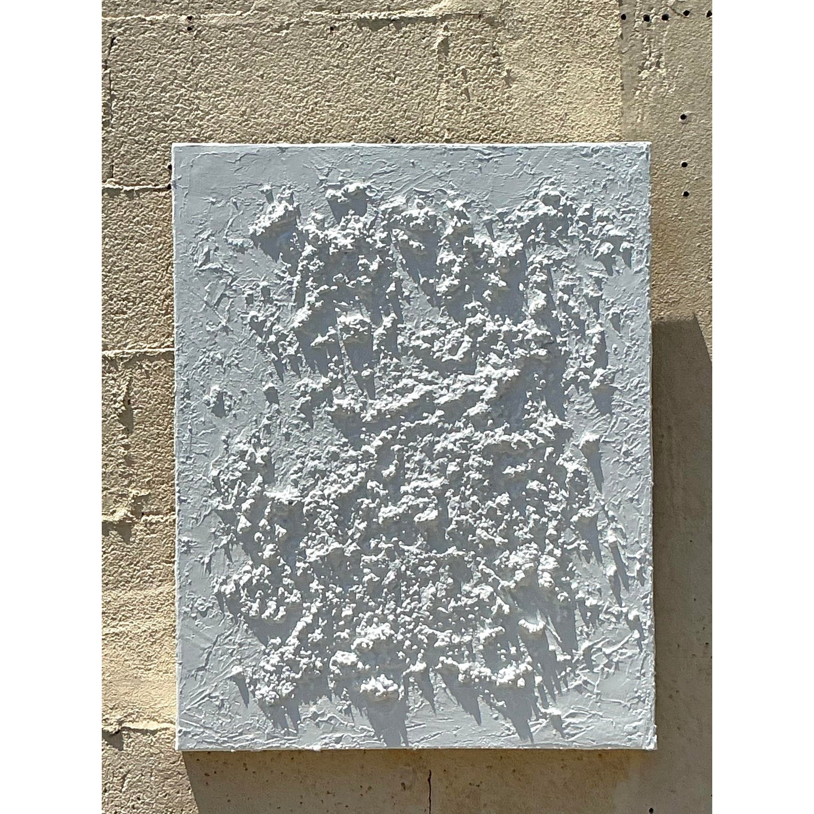 Vintage Boho Abstract Mixed Media Painting on Canvas - Side view