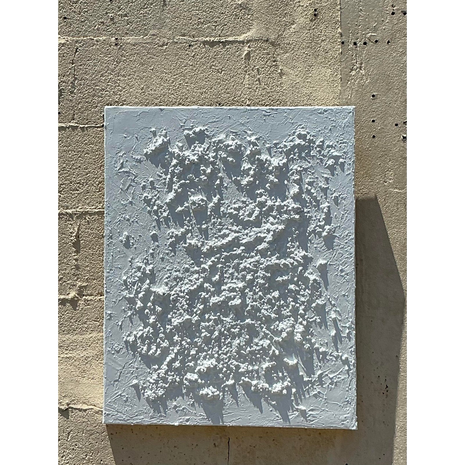 Vintage Boho Abstract Mixed Media Painting on Canvas - Top view