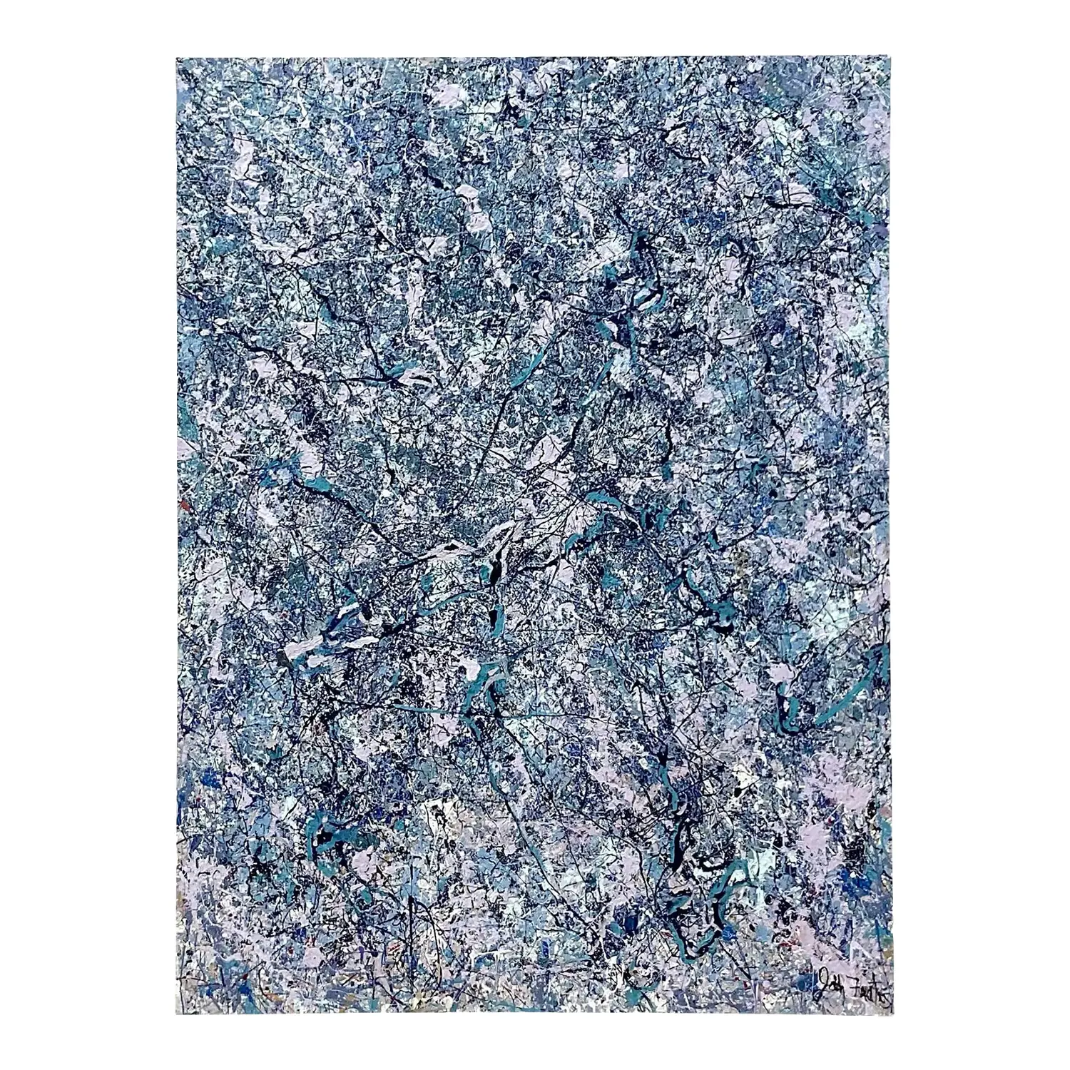 Vintage Boho Abstract Oil on Canvas