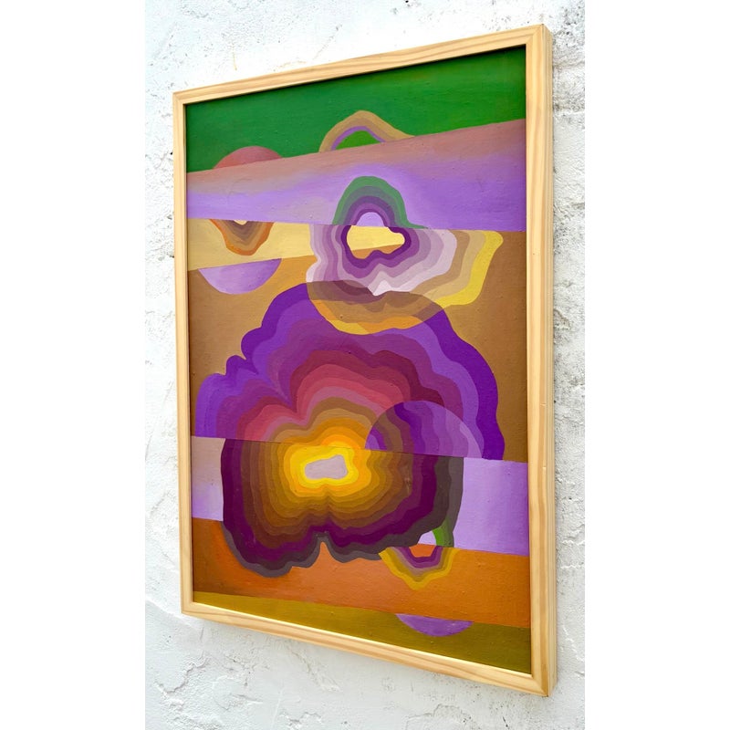 Vintage Boho Abstract Original Oil on Canvas - Top view