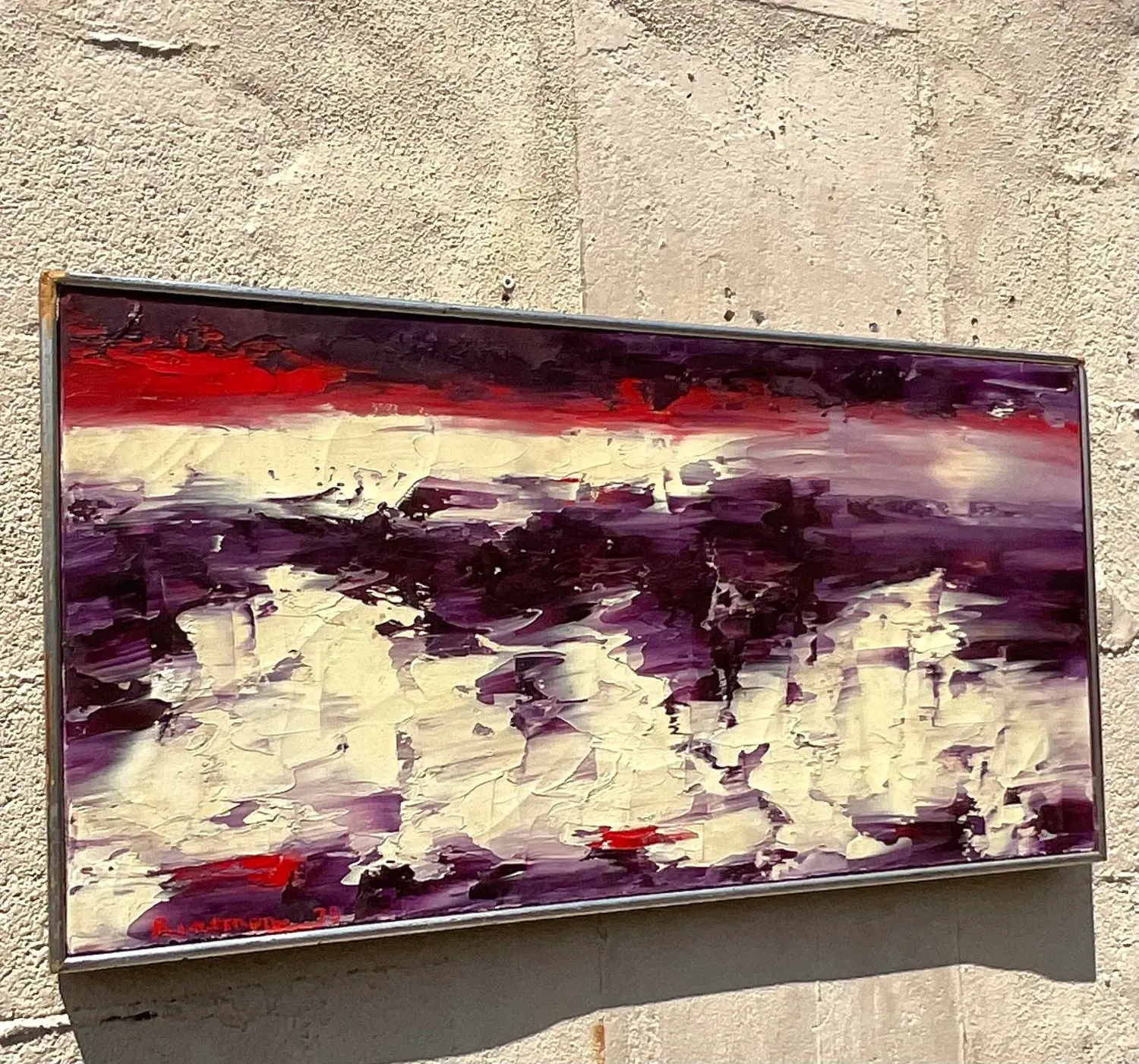 Vintage Boho Abstract Original Oil on Canvas - Side view