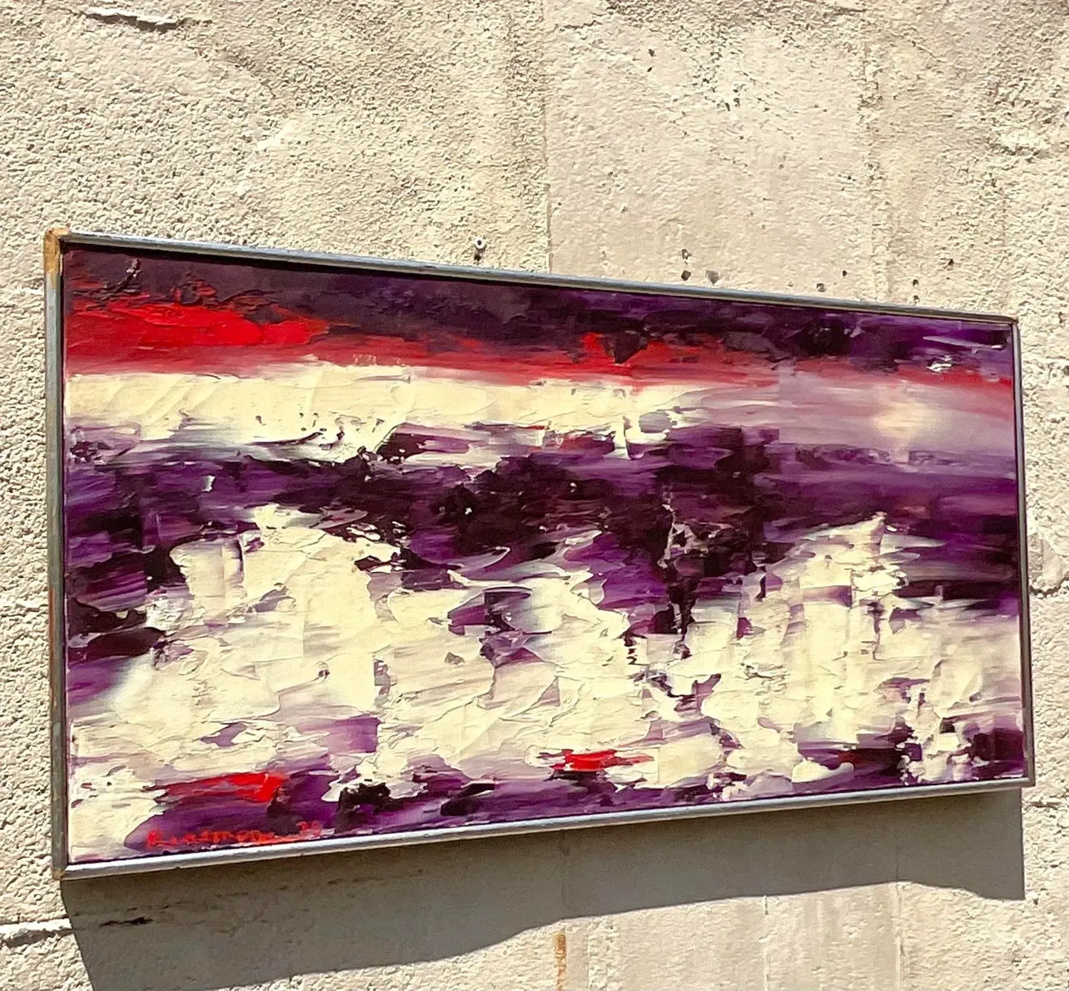 Vintage Boho Abstract Original Oil on Canvas - Back view