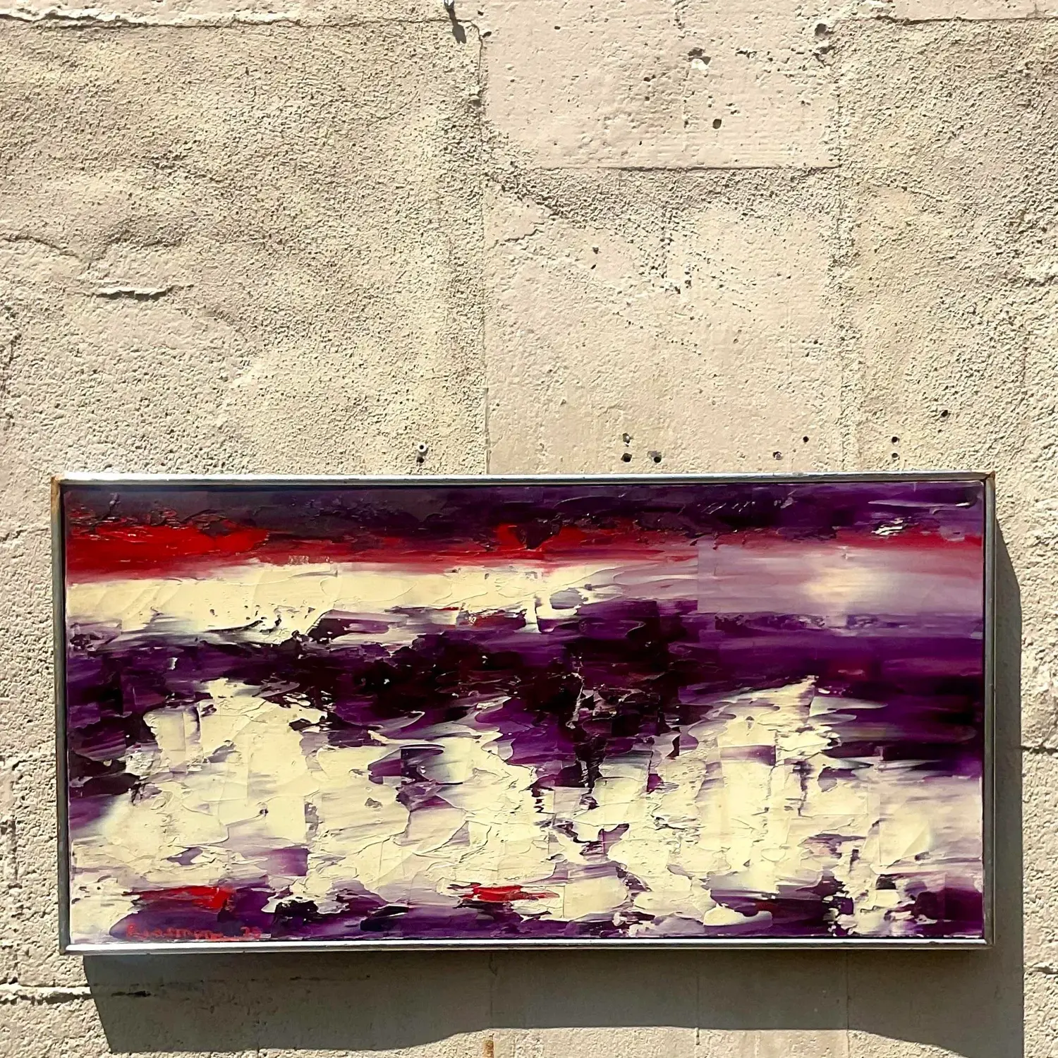 Vintage Boho Abstract Original Oil on Canvas - Detail view