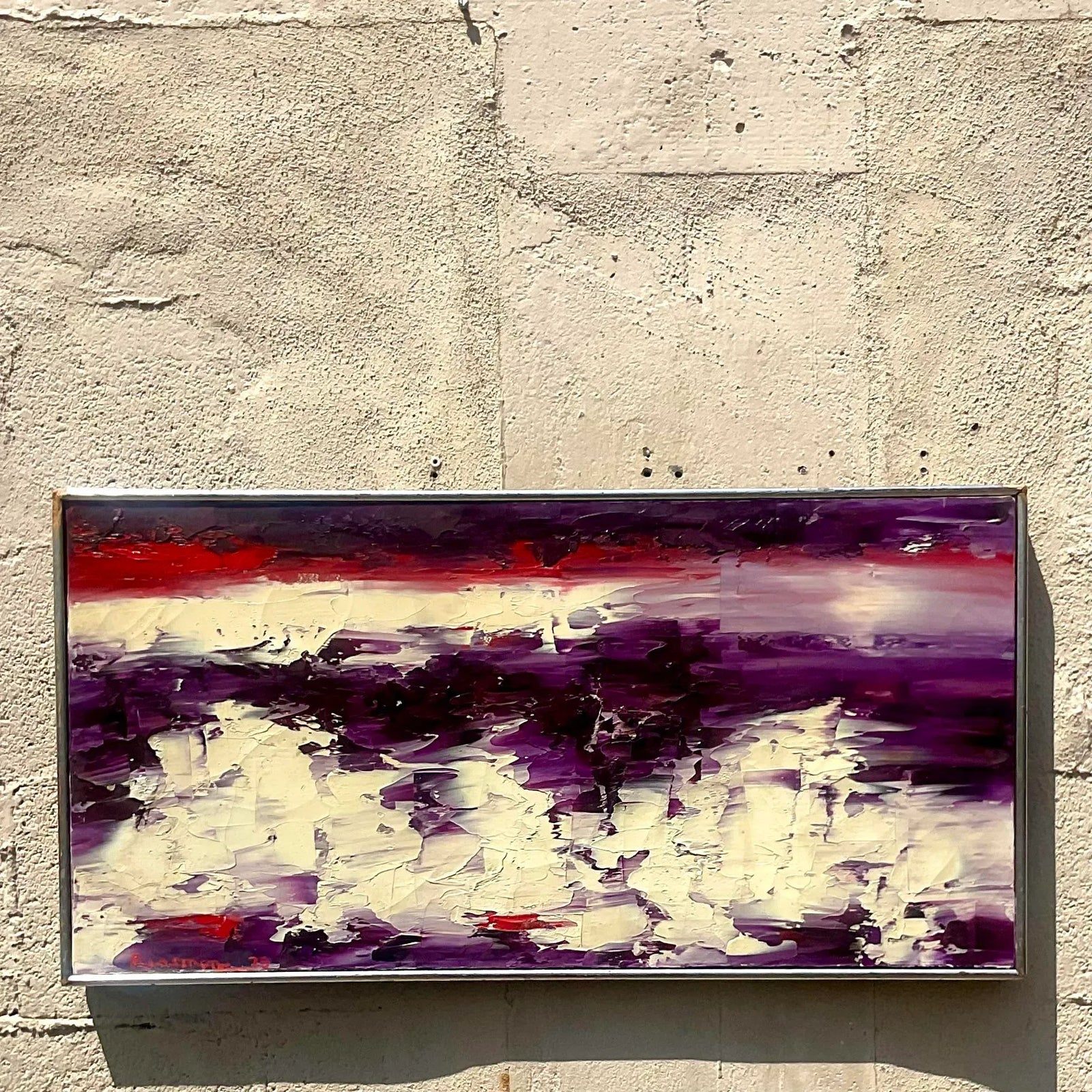 Vintage Boho Abstract Original Oil on Canvas - Top view