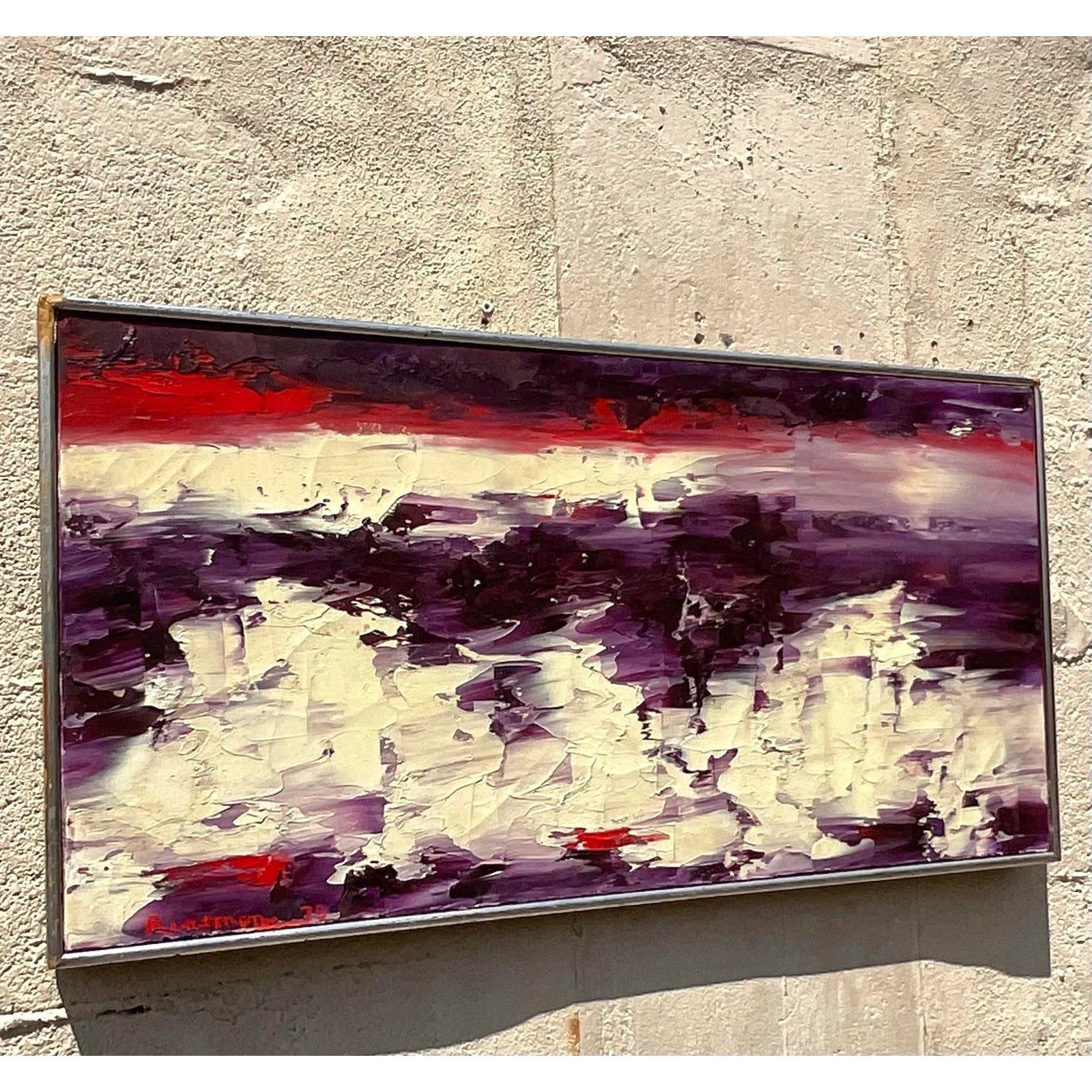 Vintage Boho Abstract Original Oil on Canvas - Back view